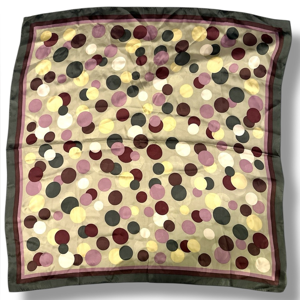 Vintage Talbots Silk polkadot square  scarf. Made in Japan. 25 x 25”.